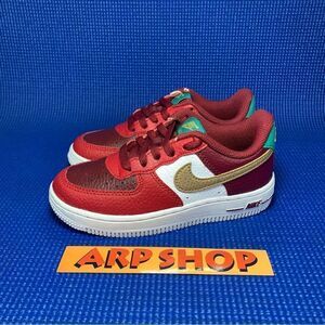 Nike Air Force 1 Gs Kids Boys Size 11C - Red Casual Christmas Shoes DQ4710-600